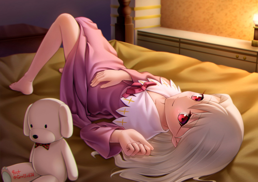1girl, bedroom, closed_mouth, collarbone, dress, fate/stay_night, fate_(series), from_above
