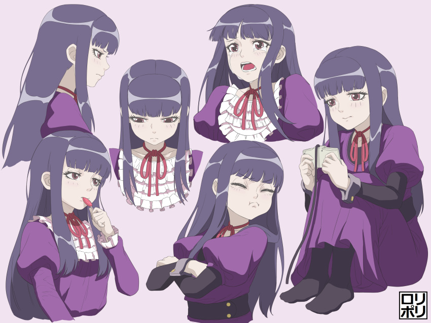 1girl, black_hair, blush, candy, closed_eyes, controller, crossed_arms, crying