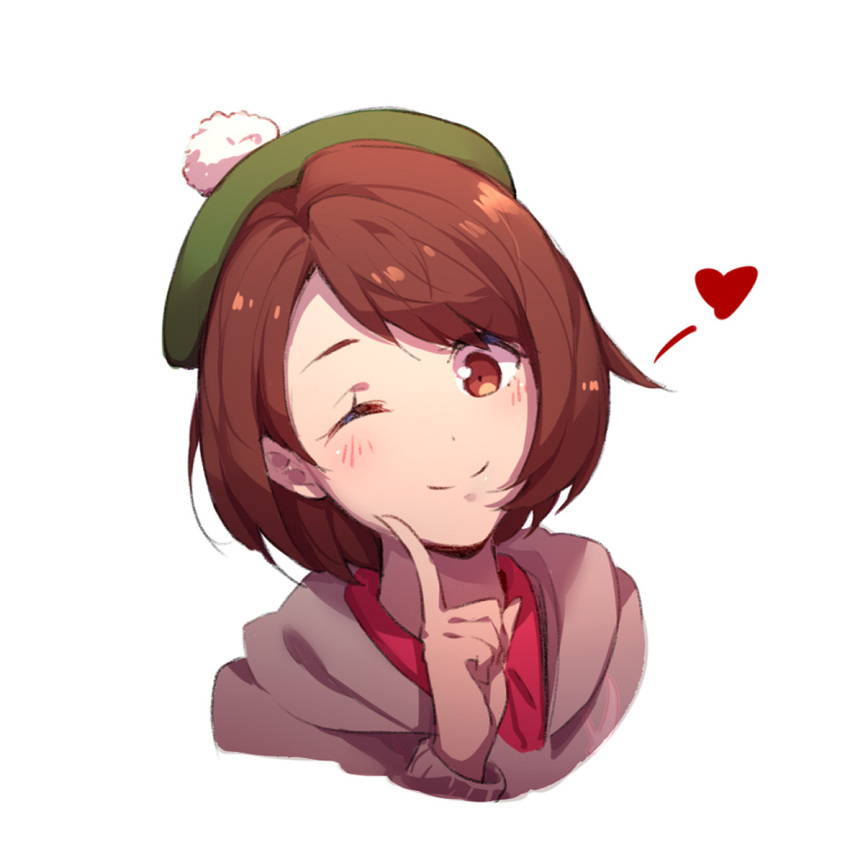 1girl, blush, brown_eyes, brown_hair, commentary_request, face, female_protagonist_(pokemon_swsh), green_headwear