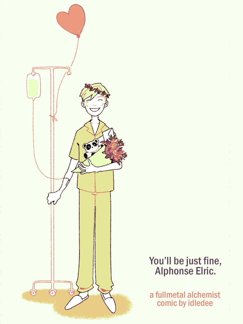 1boy, ^_^, absurdres, alphonse_elric, artist_name, balloon, beige_background, blonde_hair