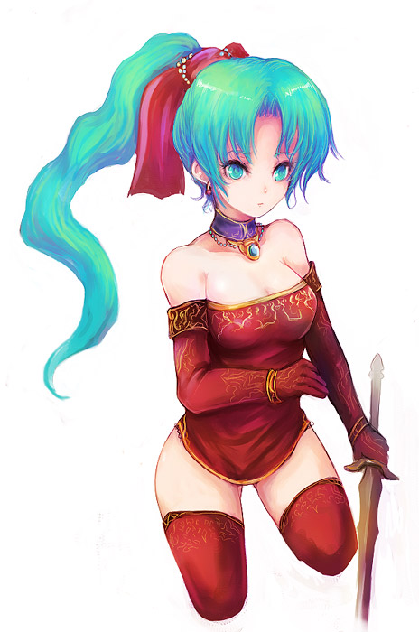 earrings, elbow_gloves, final_fantasy, final_fantasy_vi, gloves, green_eyes, green_hair, jewelry