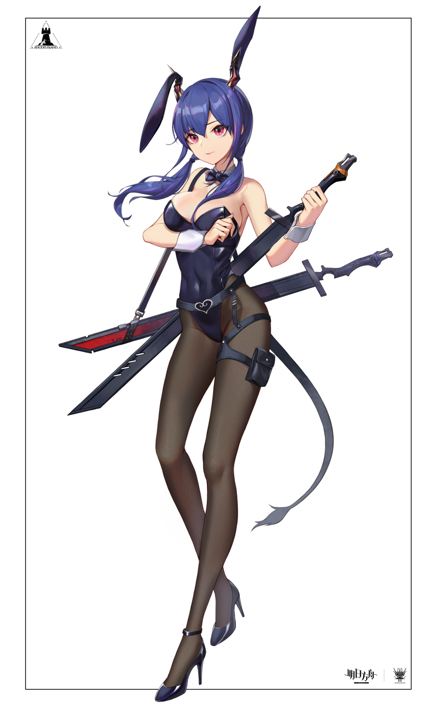 1girl, absurdres, animal_ears, arknights, belt, black_footwear, black_legwear, black_leotard