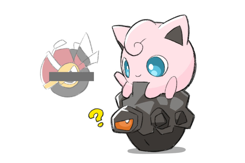 3others, ?, balloon_(pokemon), bar_censor, blue_eyes, cat_ears, censored, closed_mouth