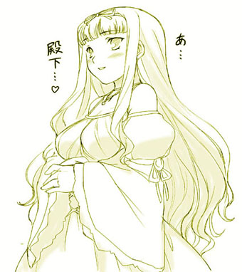 dr.p, dress, gensou_suikoden, gensou_suikoden_v, long_hair, lowres, luserina_barows, monochrome
