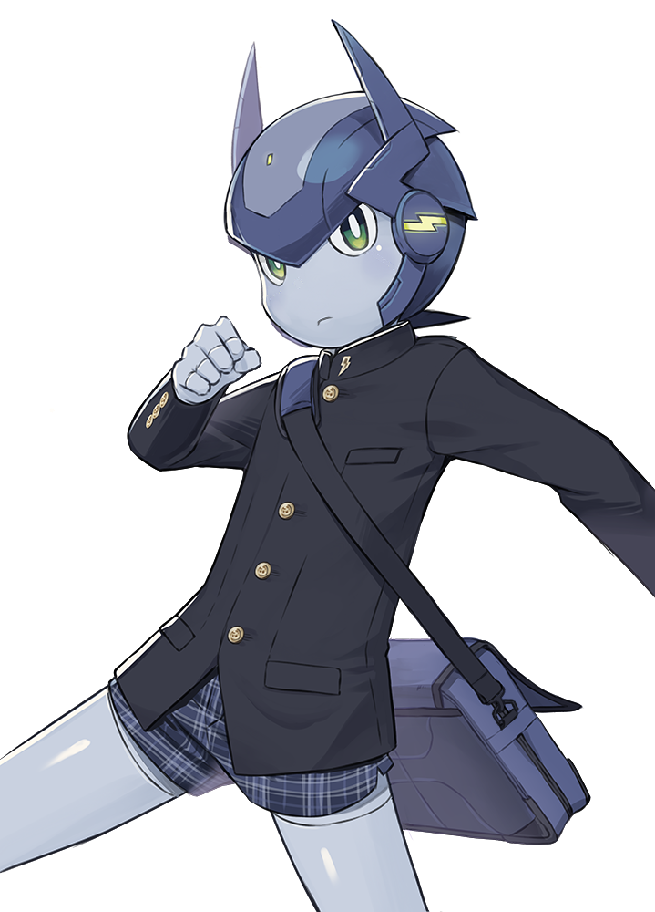 1boy, adolescence_mechanix, bag, boxers, gakuran, green_eyes, looking_at_viewer, nix_(adolescence_mechanix)