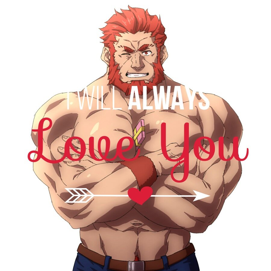 1boy, abs, bara, beard, chest, chocolate, crossed_arms, english_text