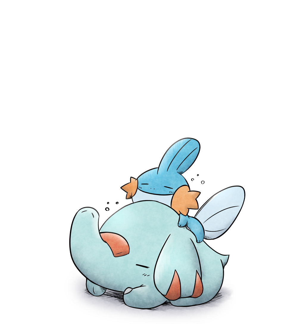 blush, closed_eyes, closed_mouth, full_body, gen_2_pokemon, gen_3_pokemon, happy, kashiwa_(3920kashiwa)