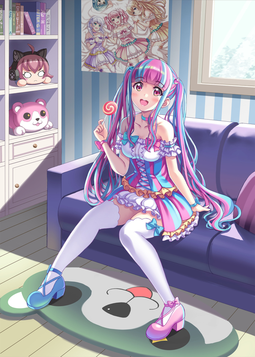 +_+, 1girl, :3, :d, ahoge, ankle_strap, bang_dream!, bang_dream!_girls_band_party!