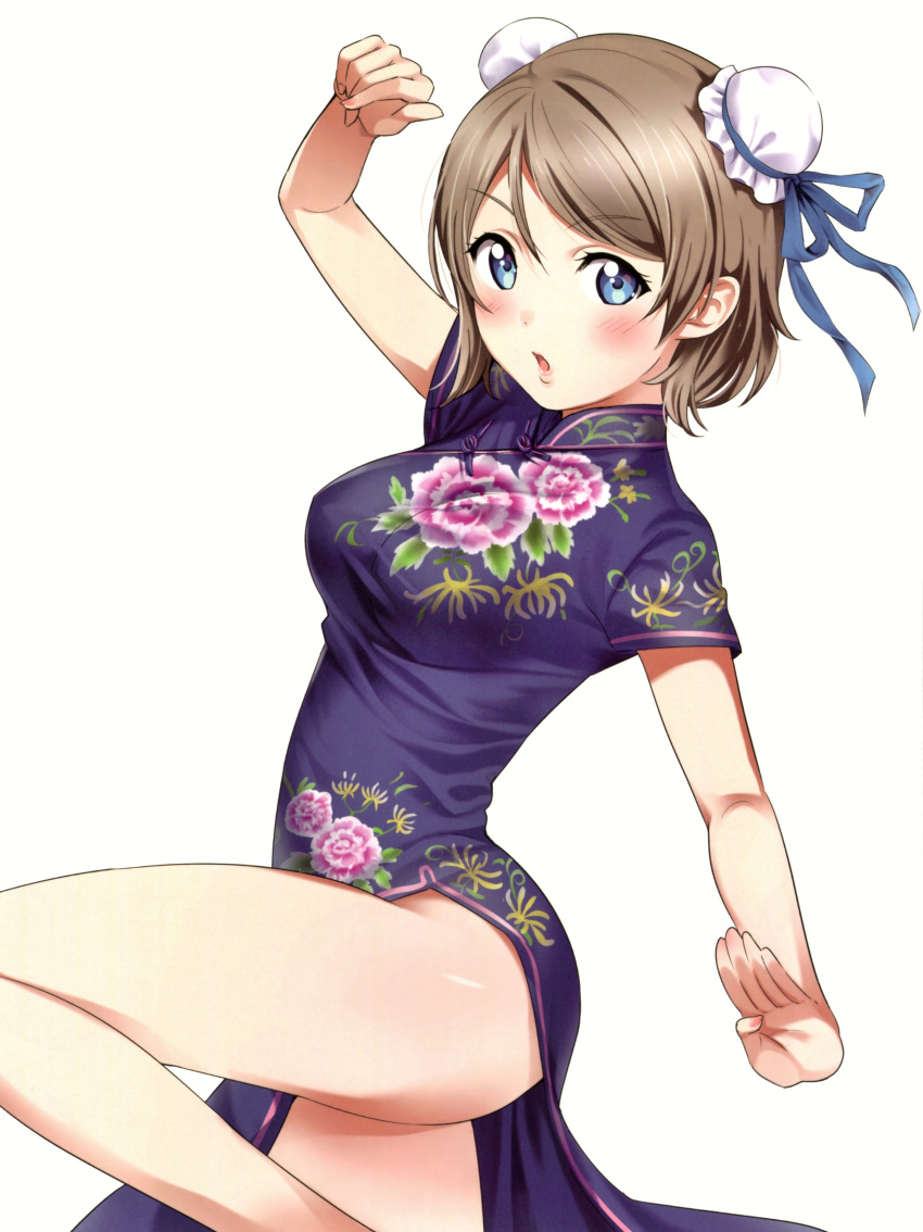 1girl, :o, =o, absurdres, ass, blue_eyes, breasts, china_dress