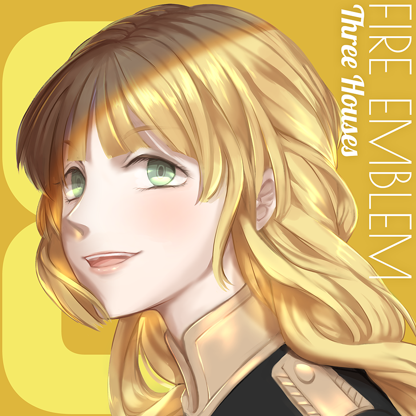 1girl, blonde_hair, braid, copyright_name, eggsding, fire_emblem, fire_emblem:_three_houses, green_eyes