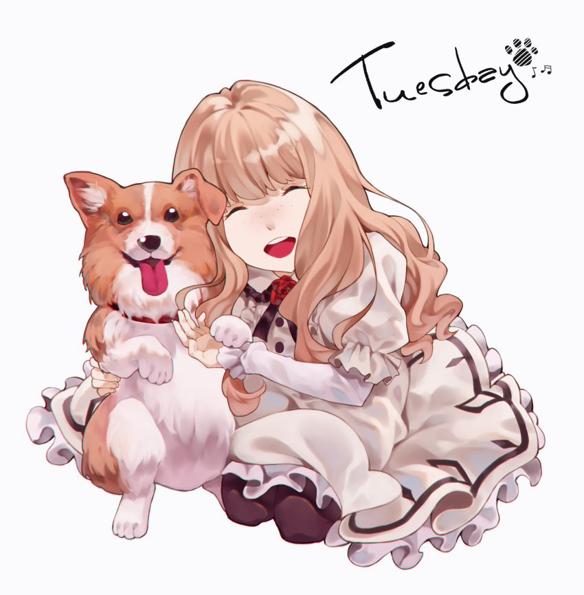 1girl, beamed_sixteenth_notes, black_legwear, brown_hair, carole_&amp;_tuesday, character_name, cheese_kang, closed_eyes