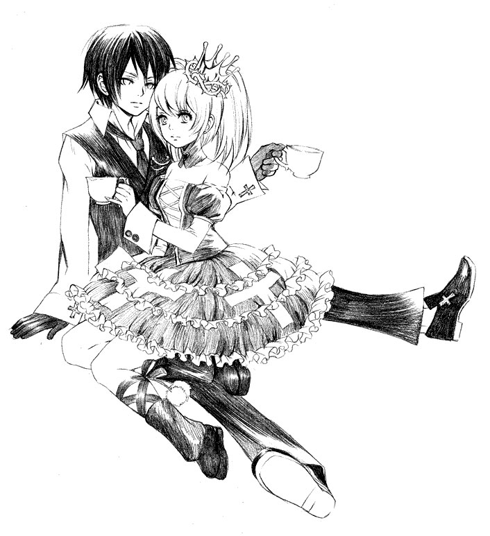 crown, dress, frills, gothic, gothic_lolita, lolita_fashion, monochrome, priscilla_hamby