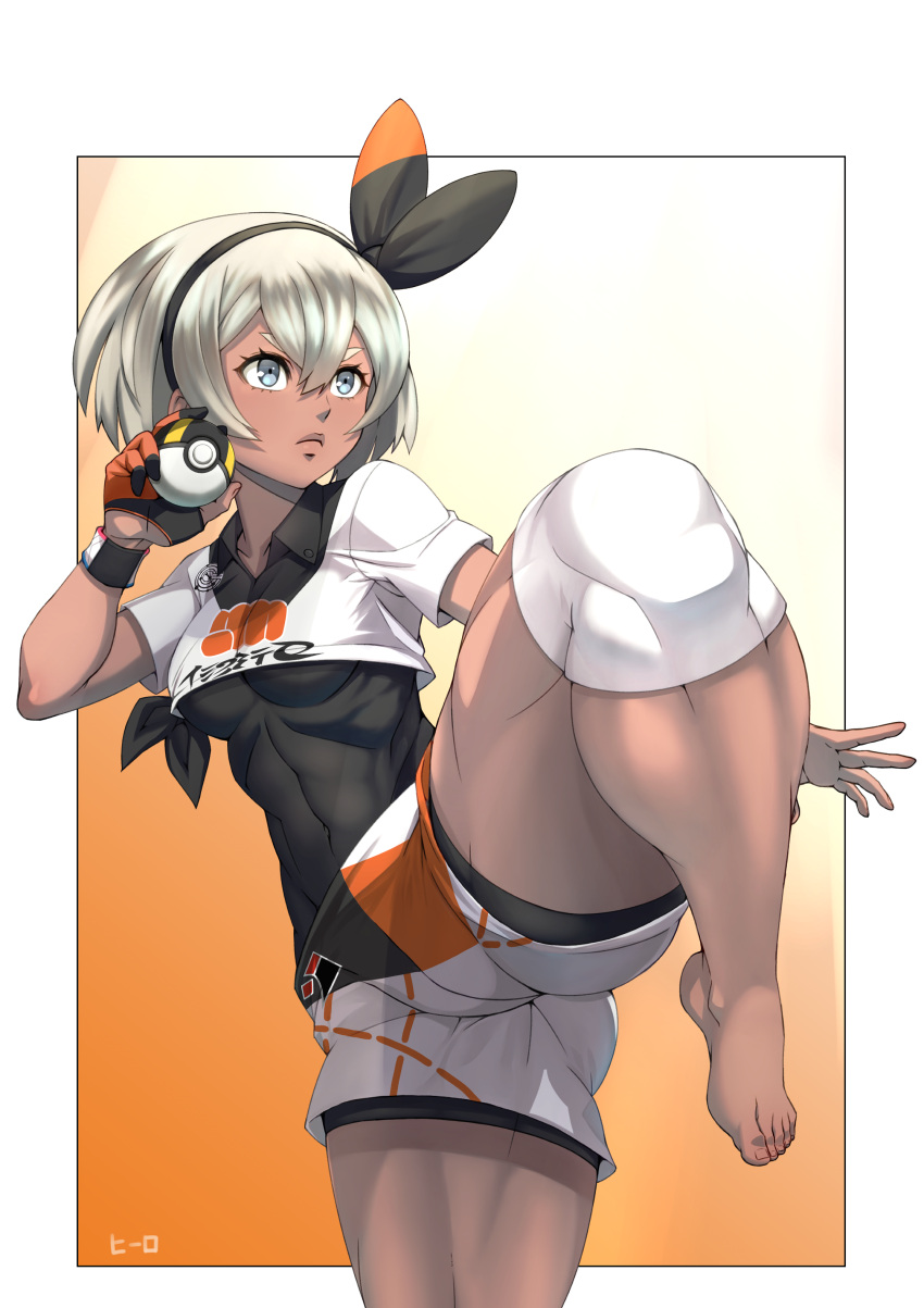 1girl, absurdres, barefoot, blue_eyes, bow, breasts, dark_skin, feet
