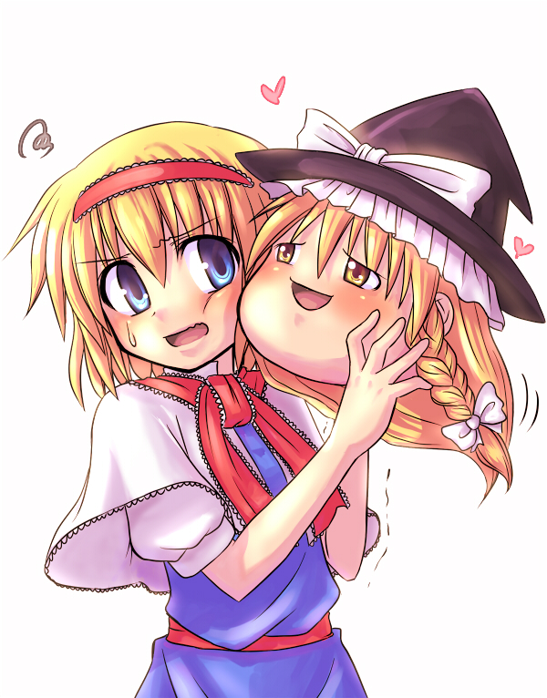 aiu, alice_margatroid, bad_id, cheek_to_cheek, heart, kirisame_marisa, touhou, yukkuri_shiteitte_ne
