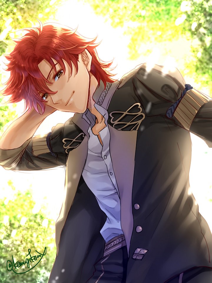 1boy, artist_name, epaulettes, fire_emblem, fire_emblem:_three_houses, hanasaki_komugi, leaf, looking_at_viewer
