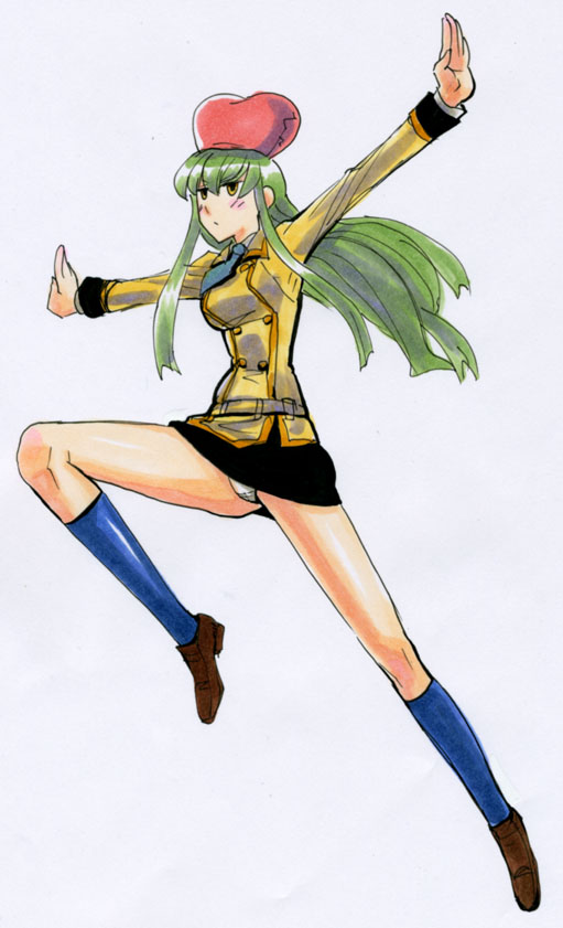 balance, blush, c.c., cc, code_geass, green_hair, hat, kikuta