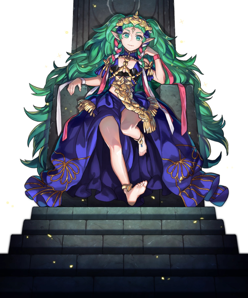 1girl, barefoot, bracelet, fire_emblem, fire_emblem:_three_houses, fire_emblem_heroes, full_body, green_eyes