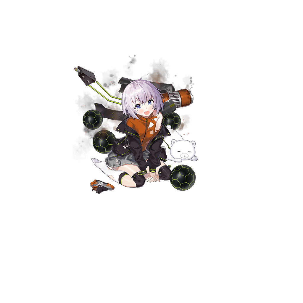 1girl, bear, between_legs, blush, braid, full_body, hand_between_legs, jacket, kiev_(warship_girls_r), miyazaki_byou, official_art, open_mouth, shoes_removed, short_hair, silver_hair, sitting, smoke, solo, standing, standing_on_one_leg, tears, torn_clothes, transparent_background, wariza, warship_girls_r