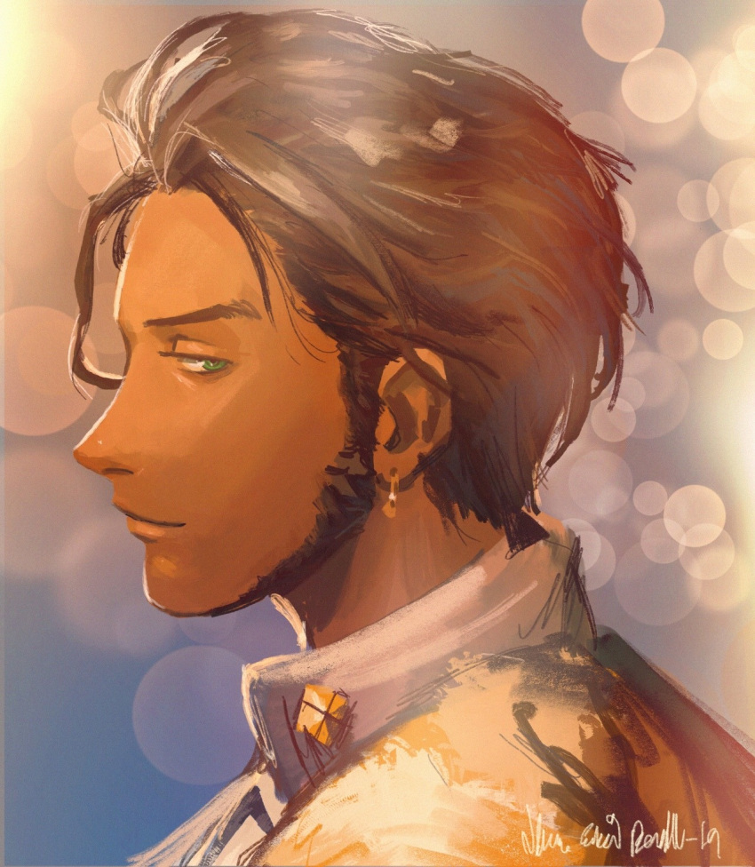 1boy, brown_hair, claude_von_regan, fire_emblem, fire_emblem:_three_houses, from_side, green_eyes, highres