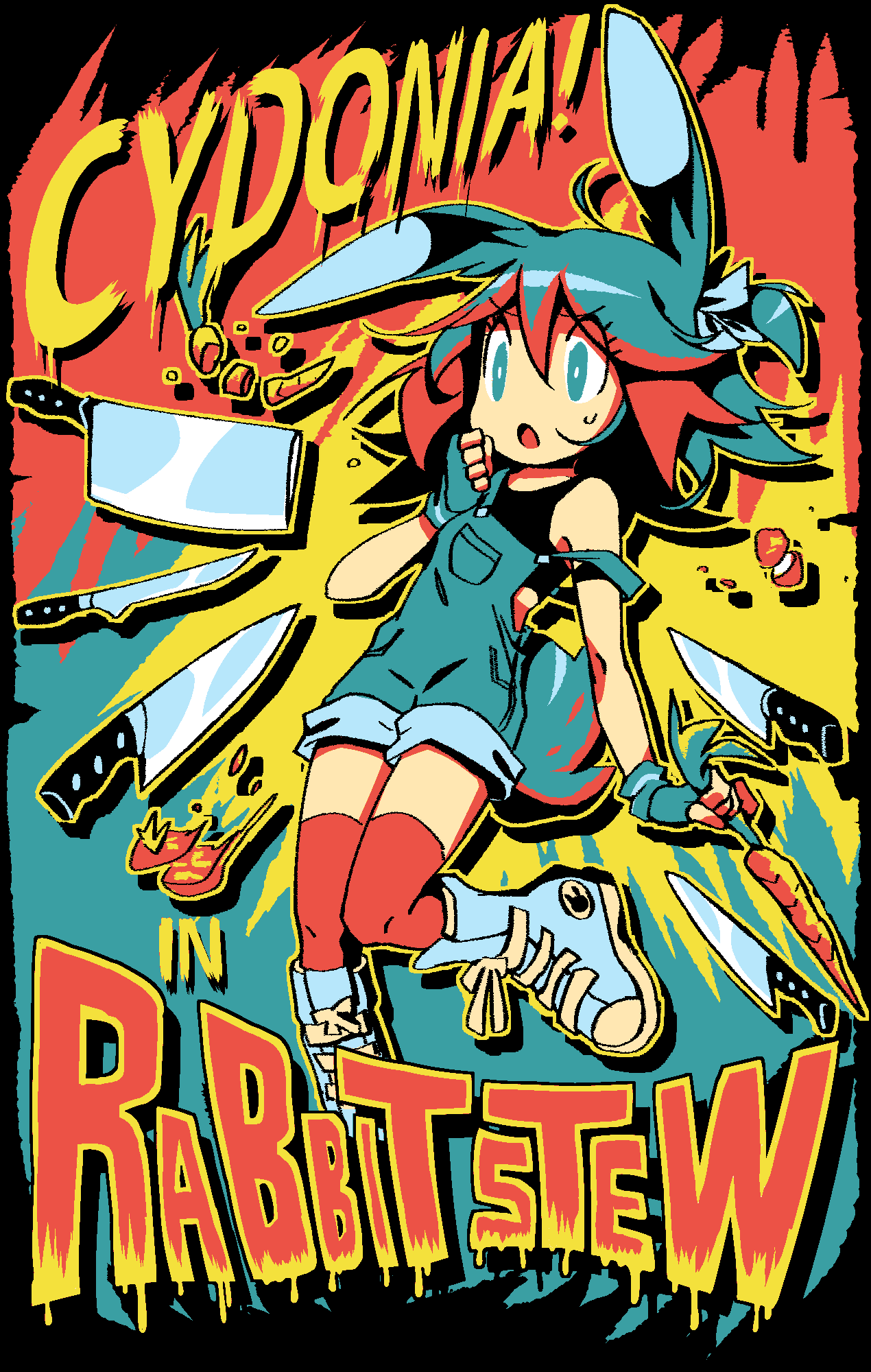 1girl, animal_ears, bangs, blue_eyes, carrot, copyright_request, english_commentary, english_text