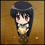 animated, animated_gif, black_hair, bread, chibi, food, gif, lowres