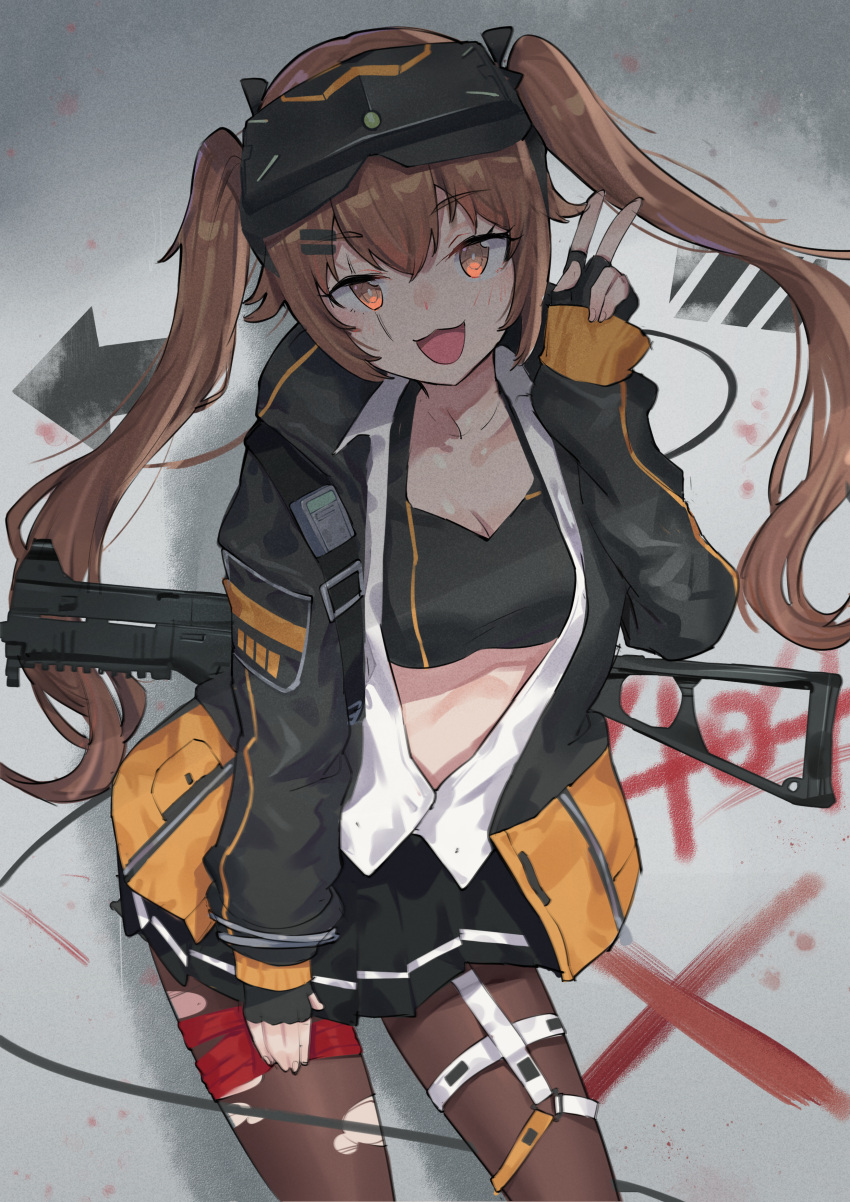 1girl, 523_(user_efcm2455), absurdres, brown_hair, fingerless_gloves, girls_frontline, gloves, goggles