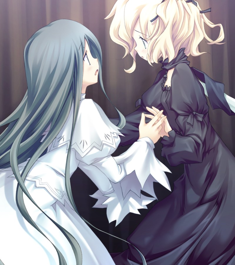 angelina_rocca, aqua_eyes, aqua_hair, belle, belle_(katahane), blonde_hair, blush, christina_dorn