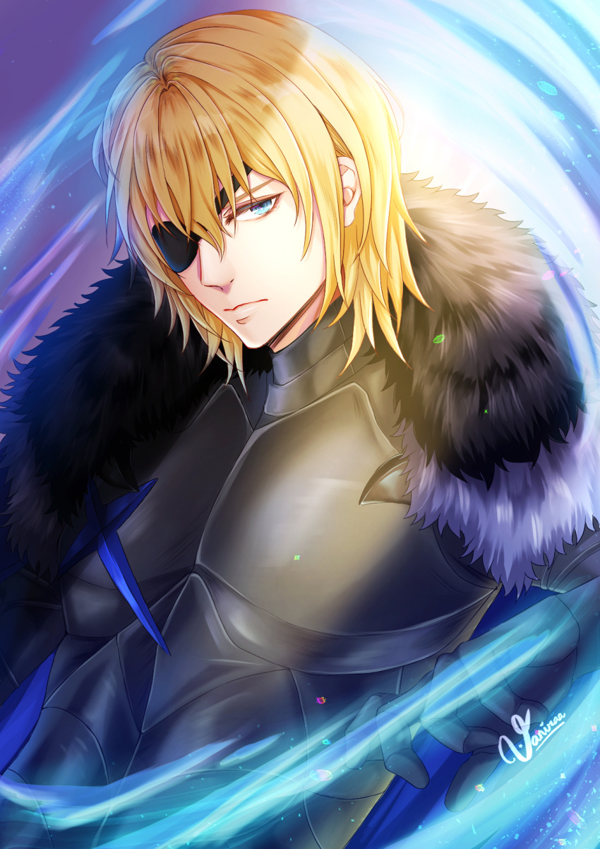 1boy, armor, artist_name, blonde_hair, blue_eyes, dimitri_alexandre_bladud, eyepatch, fire_emblem