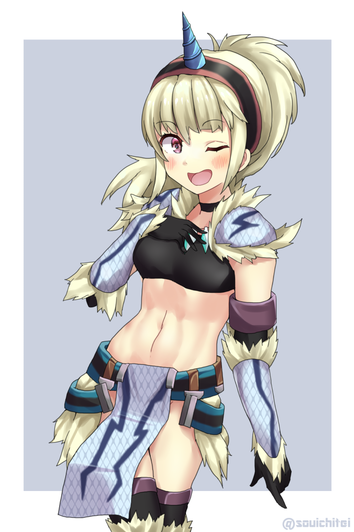 1girl, artist_name, black_choker, black_tank_top, blonde_hair, blush, breasts, choker