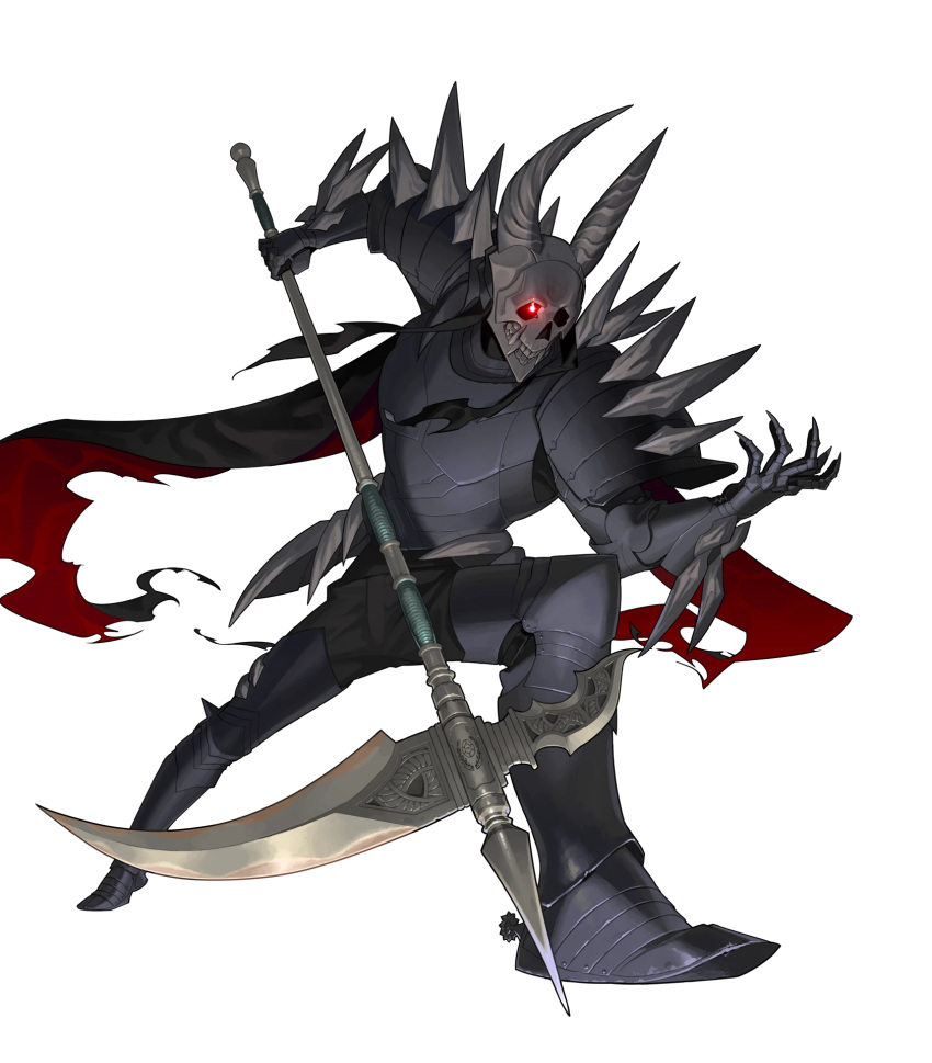 1boy, armor, armored_boots, boots, cape, death_knight_(fire_emblem), fangs, fire_emblem