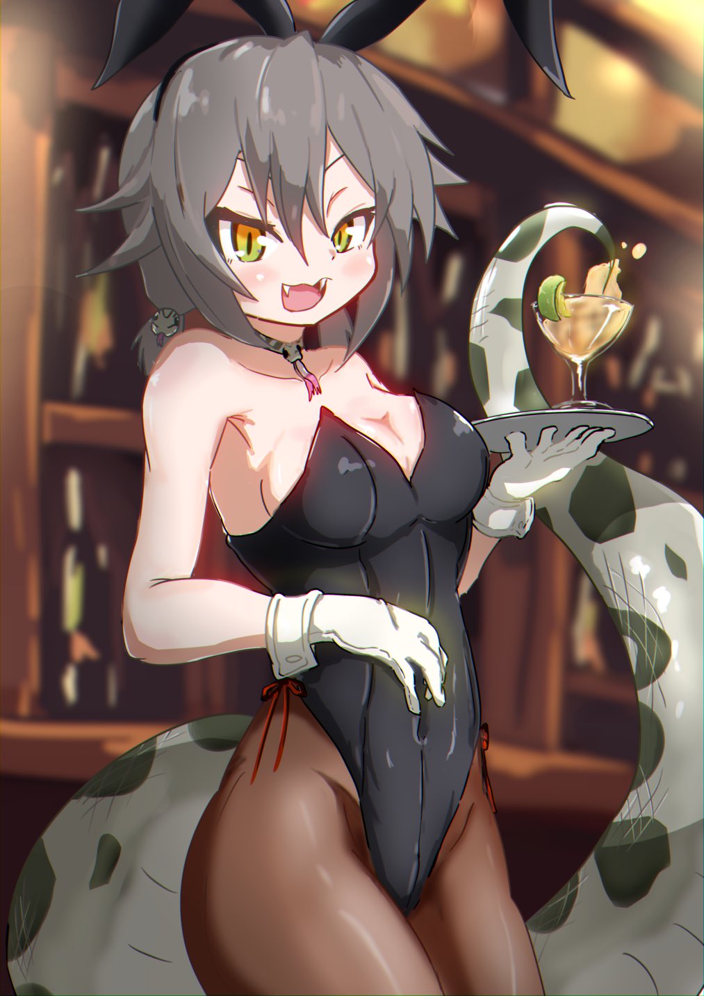 1girl, alternate_costume, animal_ears, bare_shoulders, black_leotard, blush, bow, bunnysuit
