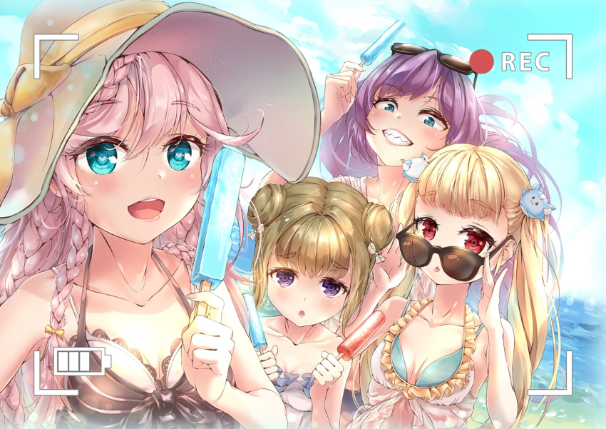 achates_(epic7), achates_ururuda, angelica_(epic7), bikini, blonde_hair, breasts, camera, clarissa_(epic7)