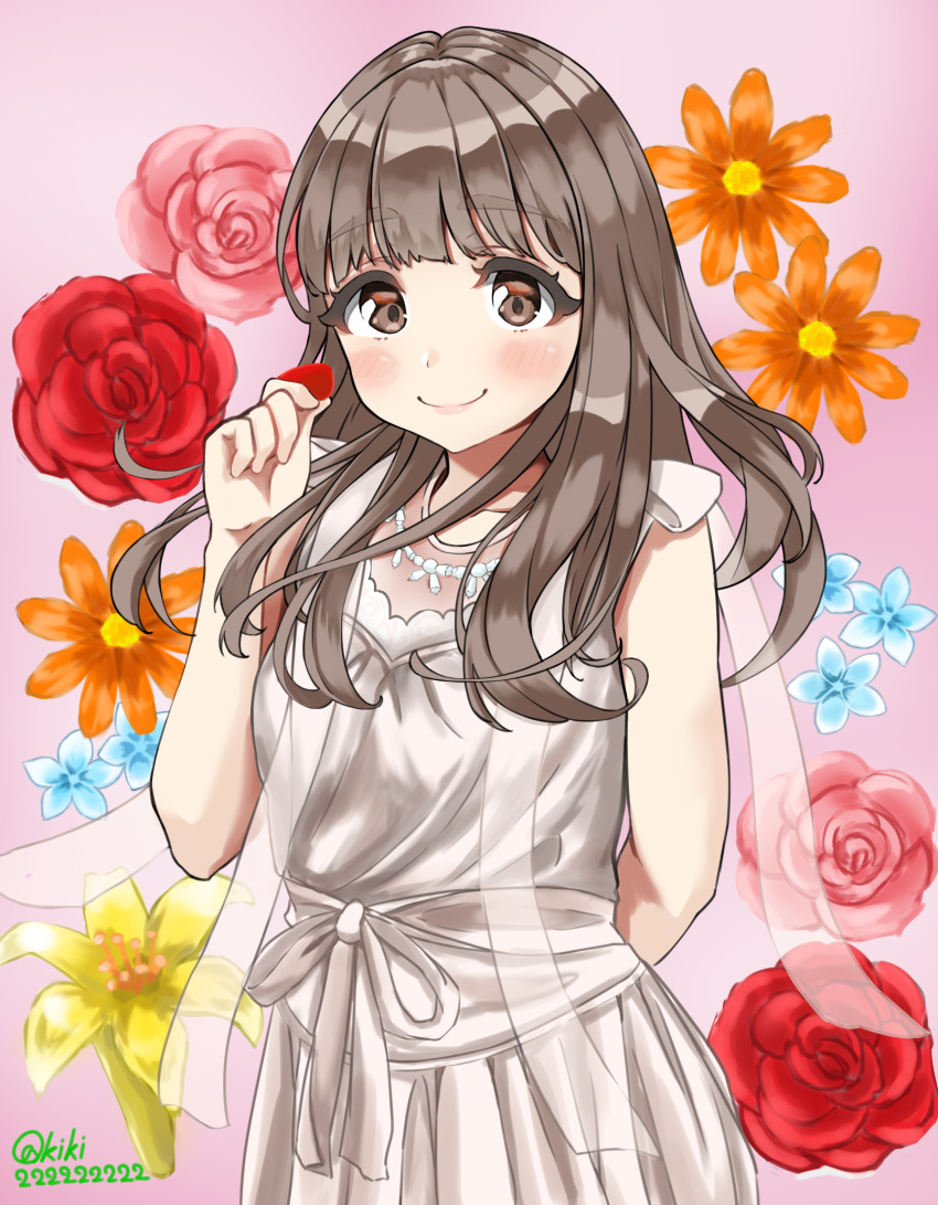 1girl, absurdres, aida_rikako, akiki222222222, bangs, birthday, blush, brown_eyes