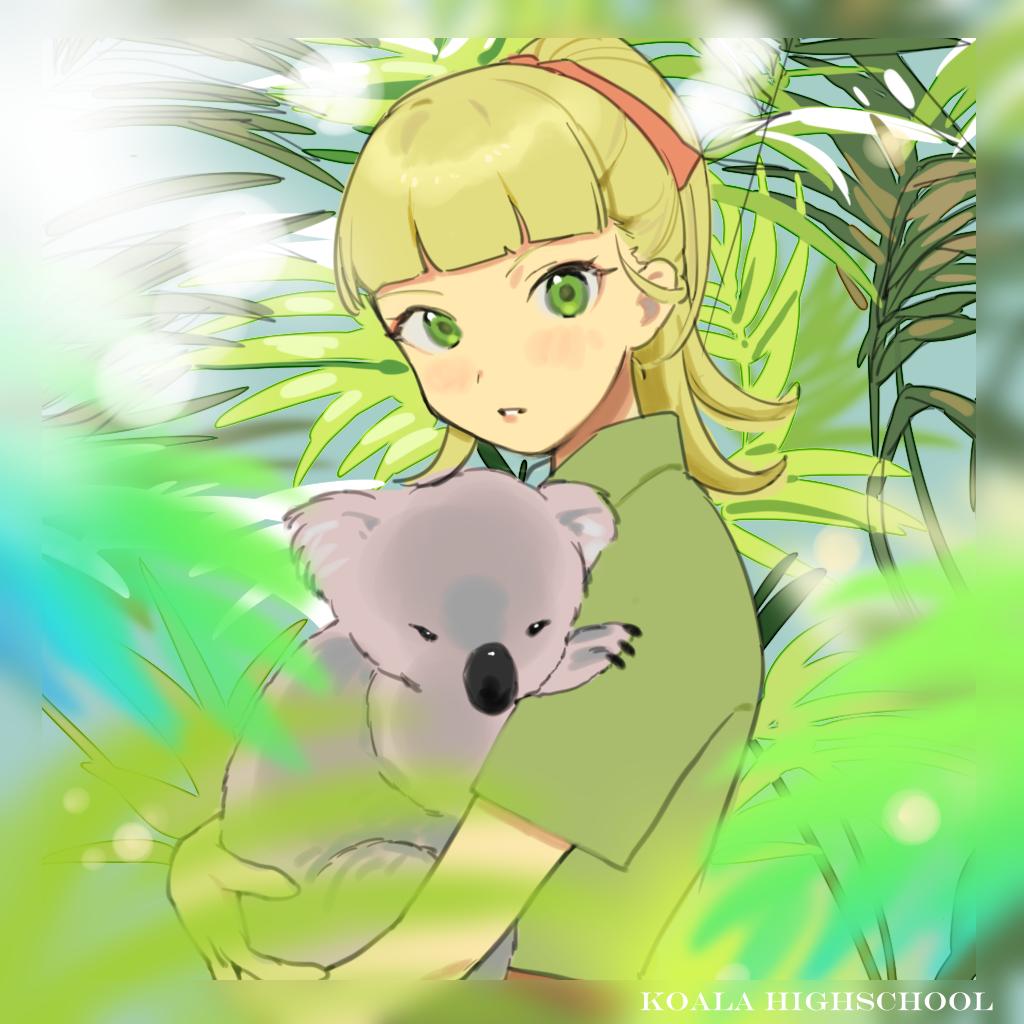 1girl, animal, bangs, blurry_foreground, brown_shirt, commentary, day, english_text