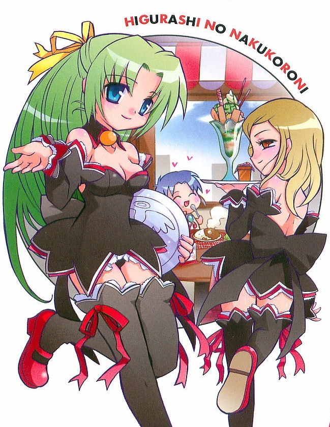 chie, chie_rumiko, higurashi_no_naku_koro_ni, sonozaki_shion, takano_miyo, thighhighs