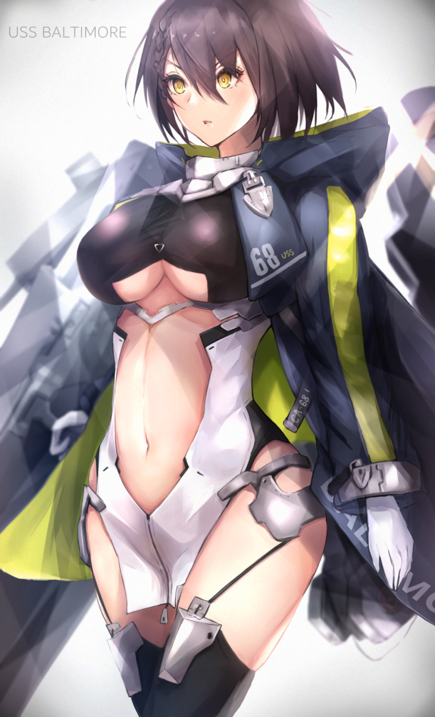 1girl, absurdres, ahoge, azur_lane, baltimore_(azur_lane), bangs, black_leotard, blush