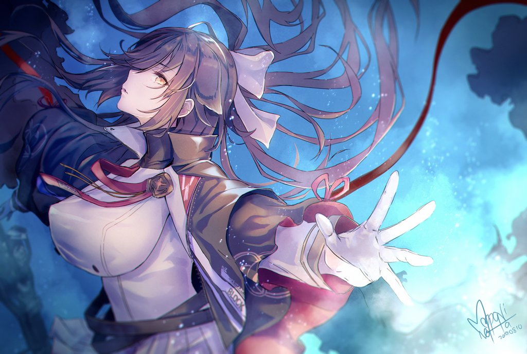 1girl, azur_lane, bangs, black_coat, black_hair, bow, breasts, brown_eyes