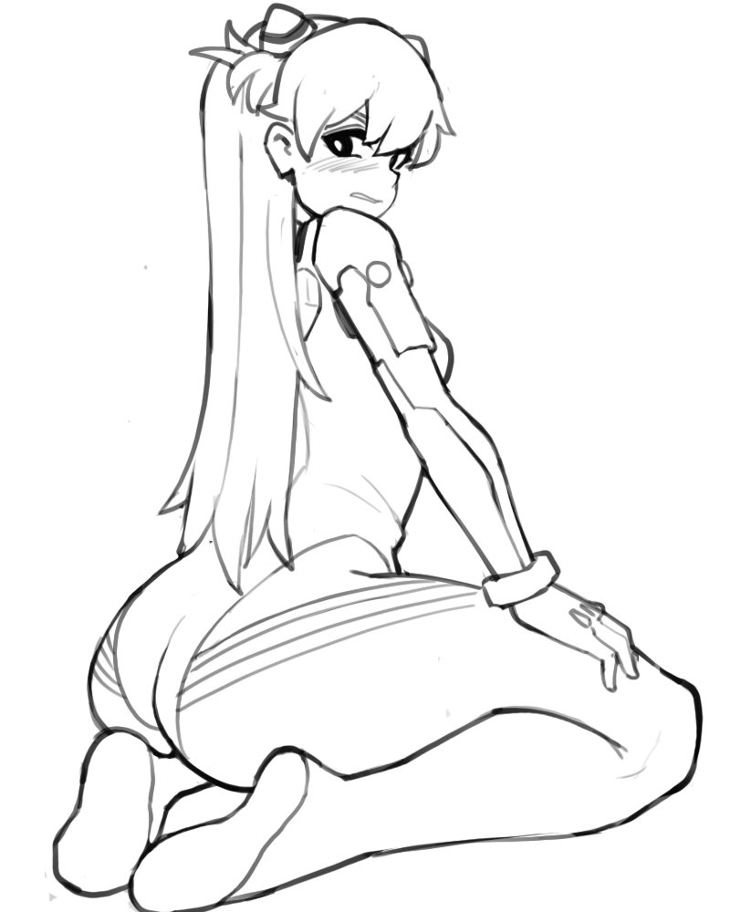 1girl, ass, bodysuit, breasts, commentary, donburikazoku, gloves, hair_ornament
