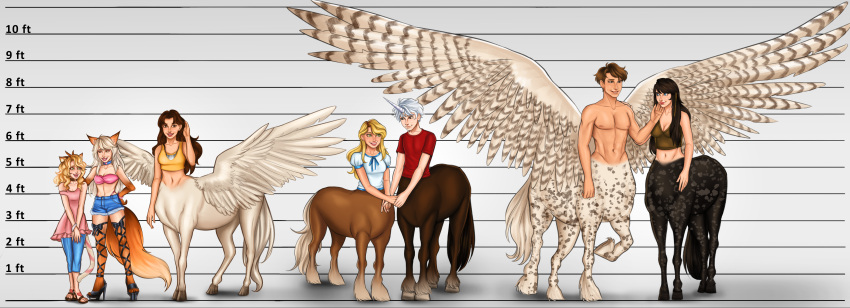 2boys, 5girls, absurdres, aerodynamict, animal_ears, bare_chest, bikini, blonde_hair