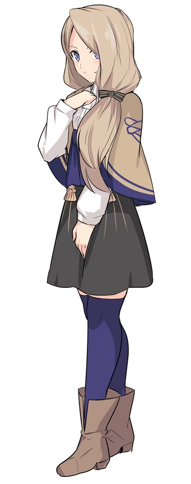 1girl, bangs, black_skirt, blonde_hair, boots, bow, brown_bow, brown_footwear