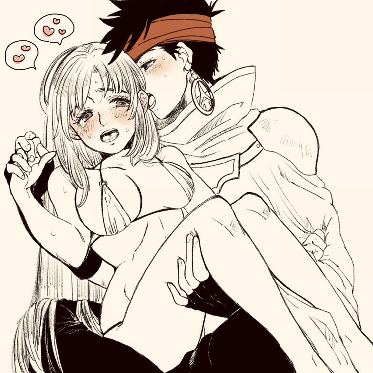 1boy, 1girl, arc_the_lad, arc_the_lad_ii, arc_the_lad_iii, black_hair, breasts, commentary_request