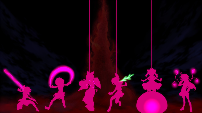 6+girls, commentary_request, fighting_stance, highres, jin_(mugenjin), kemurikusa, multiple_girls, parody