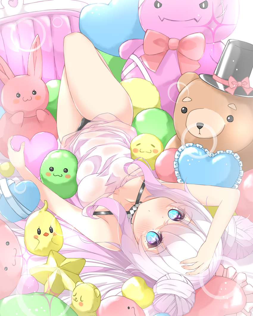 +_+, azur_lane, bangs, black_panties, blue_eyes, breasts, commentary_request, double_bun