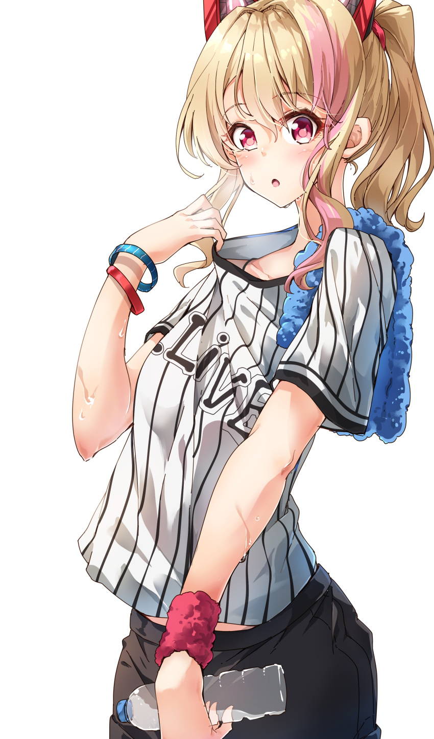 .live, 1girl, :o, absurdres, animal_ears, bangs, black_shorts, blonde_hair