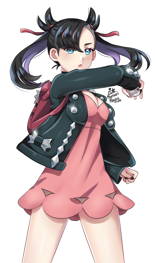 1girl, aqua_eyes, artist_name, asymmetrical_hair, backpack, bag, bangs, black_hair