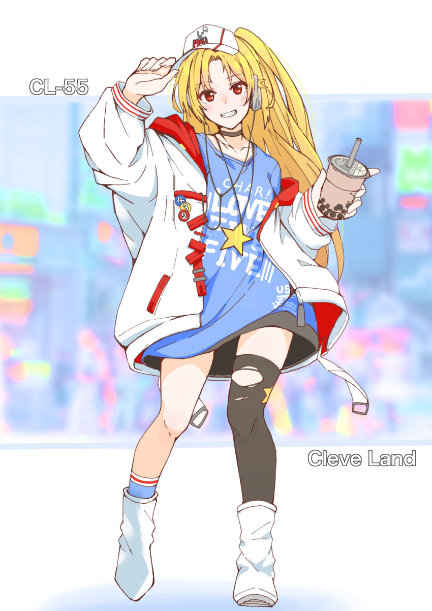 1girl, absurdres, alternate_costume, asymmetrical_legwear, azur_lane, badge, baseball_cap, black_choker