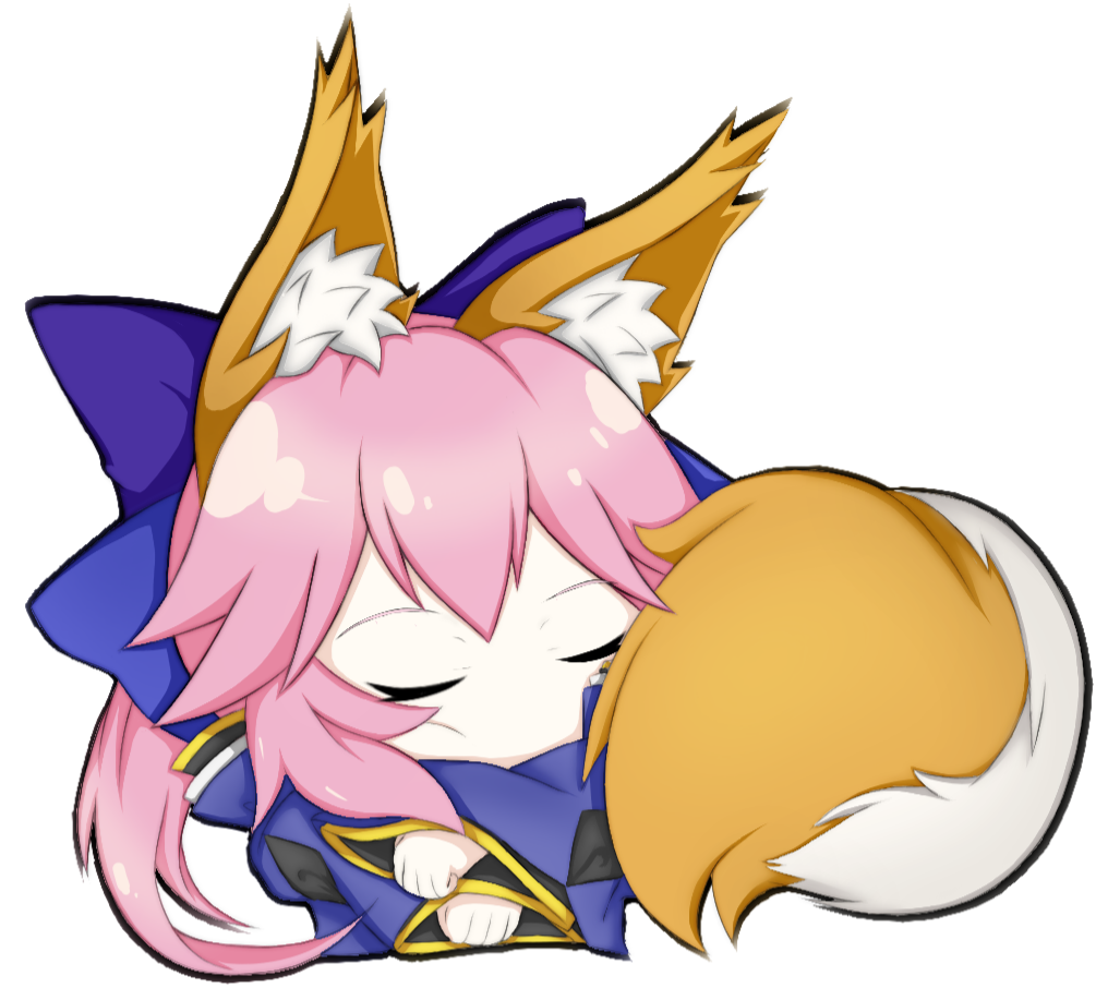1girl, animal_ear_fluff, animal_ears, blue_kimono, closed_eyes, cute, fate/extella, fate/extra, fate/extra_ccc, fate/grand_order, fate_(series), fox_ears, fox_girl, fox_tail, japanese_clothes, kimono, long_hair, looking_at_viewer, lying, nepsuka_(hachisuka), on_side, pink_hair, shaft_(studio), simple_background, sleeping, solo, tail, tamamo_(fate)_(all), tamamo_no_mae_(fate), type-moon, white_background, yellow_eyes