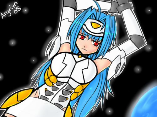 argrim, blue_hair, kos-mos, red_eyes, xenosaga