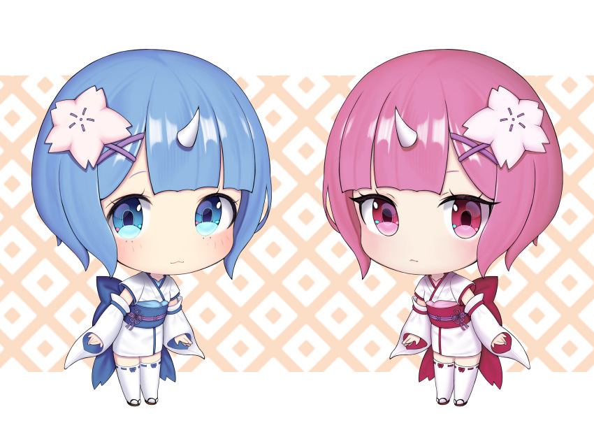 2girls, absurdres, alternate_costume, alternate_hairstyle, bangs, blue_eyes, blue_hair, blush