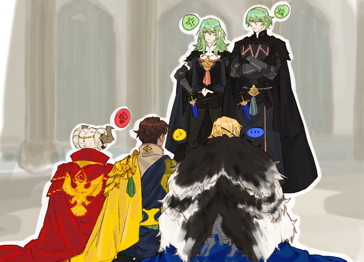 armor, blonde_hair, blue_eyes, byleth_(fire_emblem), byleth_eisner_(female), byleth_eisner_(male), cape, claude_von_regan